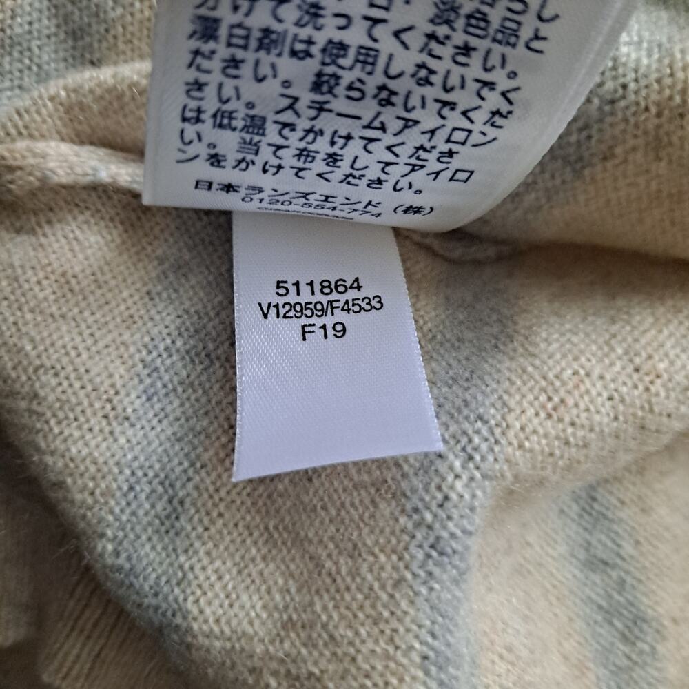 NWT Lands' End Sandshell Stripe Cashmere Sweater Tan & Gray Women's Size L 14-16 - Picture 10 of 11